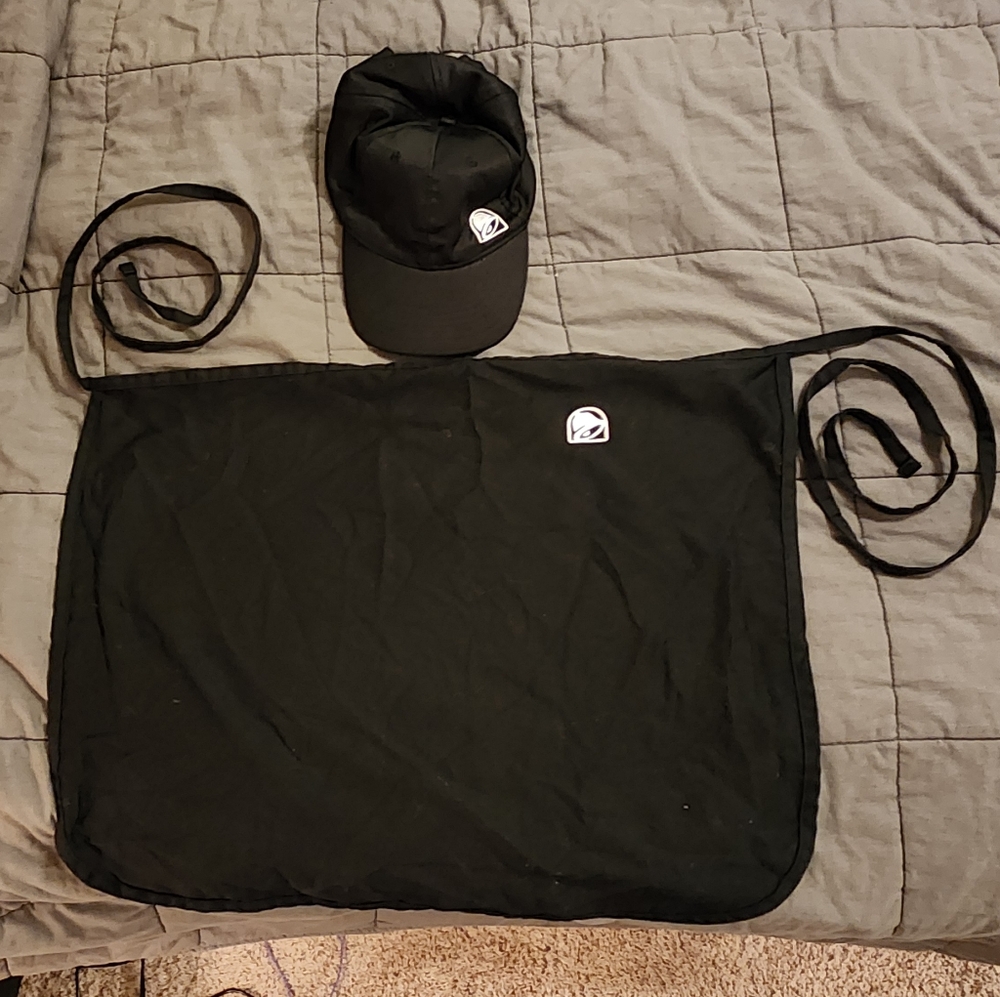 Genuine, Authentic, Taco Bell Employee Hat & Apron, pre-owned